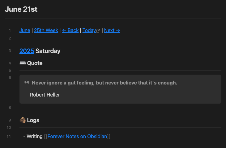 Daily Entry on Obsidian